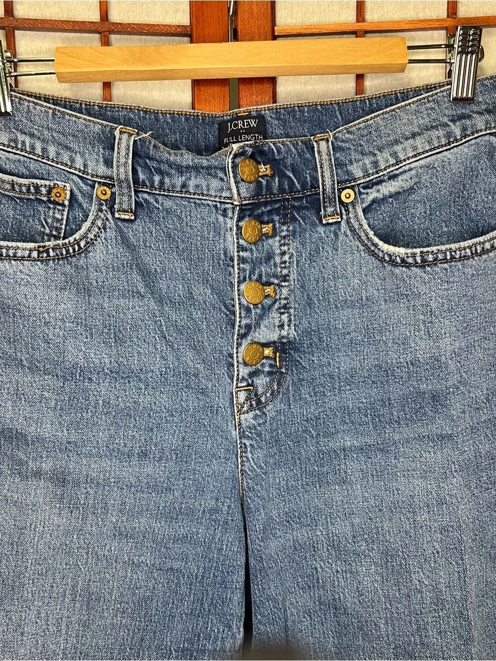 J. Crew Medium Blue High-Rise Wide Leg Button-Fly Jeans